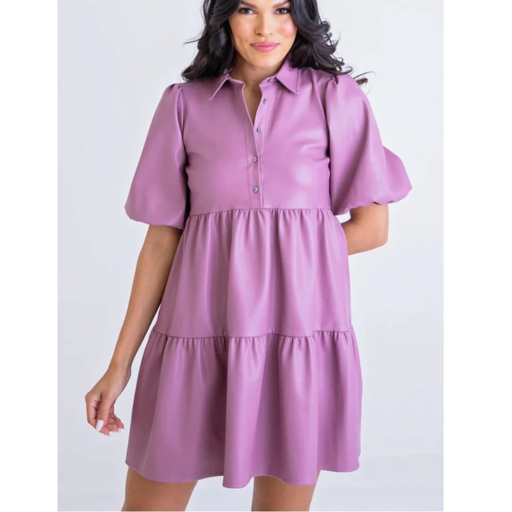 Karlie Pleather Dress Purple